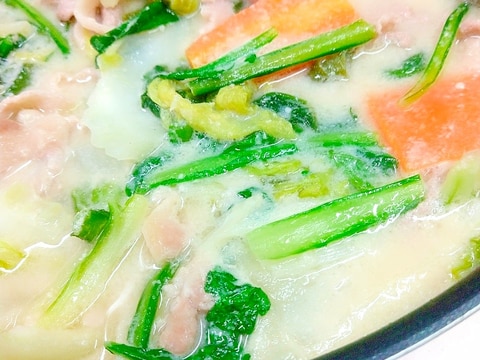 ホカホカあったまる~♡(^^)豚肉と野菜の酒粕鍋♪